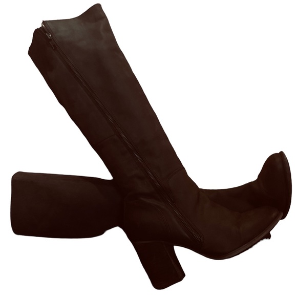 ALDO Women's Tall Black Boots with Outside Zip Block Heel Size 9 - Picture 2 of 6